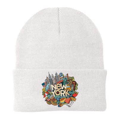 New York City Nyc Iconic Skyline Big Apple Gift Souvenir Knit Cap Winter Beanie