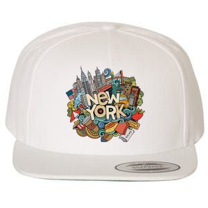 New York City Nyc Iconic Skyline Big Apple Gift Souvenir Wool Snapback Cap