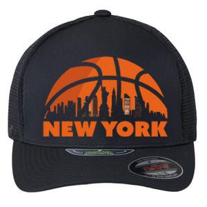 New York City Skyline Basketball Flexfit Unipanel Trucker Cap