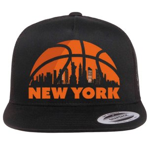 New York City Skyline Basketball Flat Bill Trucker Hat