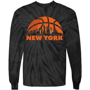 New York City Skyline Basketball Tie-Dye Long Sleeve Shirt