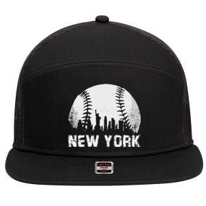 New York City Skyline Baseball Lover 7 Panel Mesh Trucker Snapback Hat