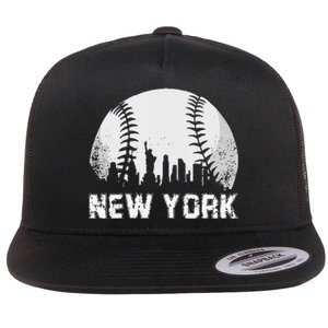 New York City Skyline Baseball Lover Flat Bill Trucker Hat