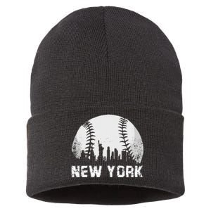 New York City Skyline Baseball Lover Sustainable Knit Beanie