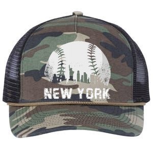 New York City Skyline Baseball Lover Retro Rope Trucker Hat Cap