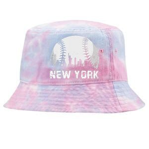 New York City Skyline Baseball Lover Tie-Dyed Bucket Hat