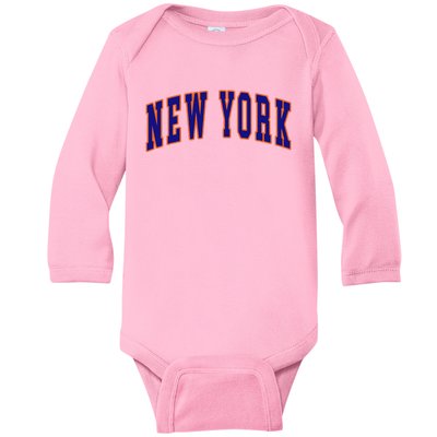 New York City Text Baby Long Sleeve Bodysuit