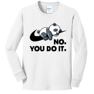 No You Do It Funny Lazy Panda Gift Cute Animal Kids Long Sleeve Shirt