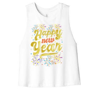 New Years Eve Party Supplies Nye 2024 Happy New Year Gift Women's Racerback Cropped Tank