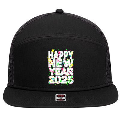 New Years Eve Party Supplies Nye 2025 Happy New Year 7 Panel Mesh Trucker Snapback Hat