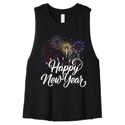 New Years Eve Party Supplies Nye 2024 Happy New Year Women's Racerback Cropped Tank