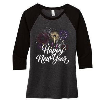 New Years Eve Party Supplies Nye 2024 Happy New Year Women's Tri-Blend 3/4-Sleeve Raglan Shirt