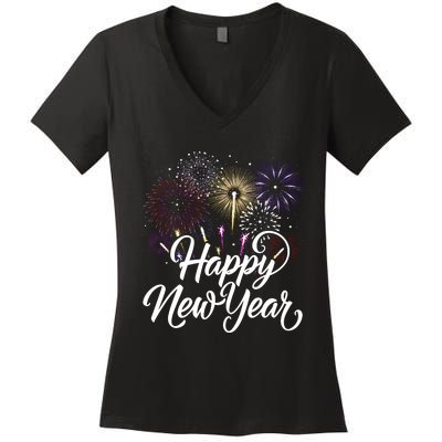 New Years Eve Party Supplies Nye 2024 Happy New Year Women's V-Neck T-Shirt