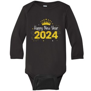 New Years Eve Party Supplies 2024 Happy New Year Fireworks  Baby Long Sleeve Bodysuit