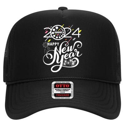 New Years Eve Party Supplies 2024 Happy New Year Fireworks High Crown Mesh Back Trucker Hat