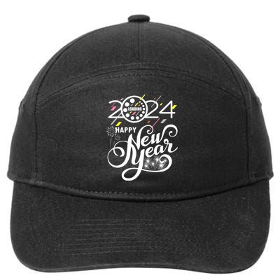 New Years Eve Party Supplies 2024 Happy New Year Fireworks 7-Panel Snapback Hat