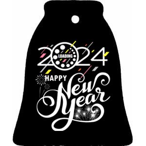 New Years Eve Party Supplies 2024 Happy New Year Fireworks Ceramic Bell Ornament