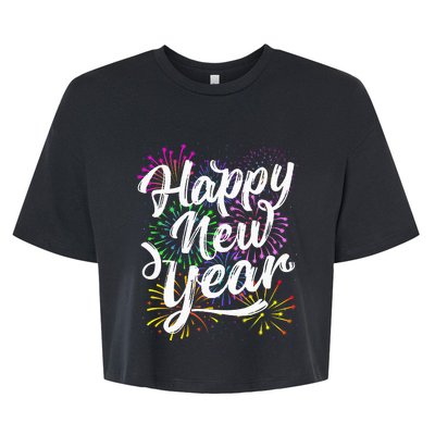 New Years Eve Party Supplies 2024 Happy New Year Fireworks  Bella+Canvas Jersey Crop Tee