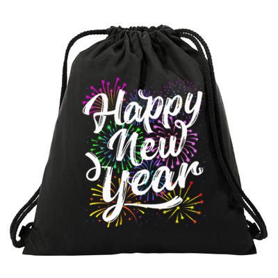 New Years Eve Party Supplies 2024 Happy New Year Fireworks  Drawstring Bag