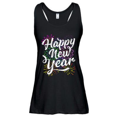 New Years Eve Party Supplies 2024 Happy New Year Fireworks  Ladies Essential Flowy Tank