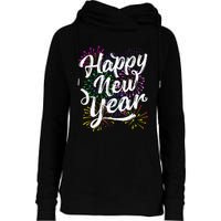 New Years Eve Party Supplies 2024 Happy New Year Fireworks  Womens Funnel Neck Pullover Hood