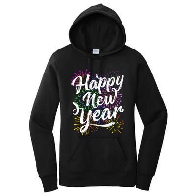 New Years Eve Party Supplies 2024 Happy New Year Fireworks  Women's Pullover Hoodie