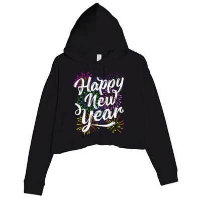 New Years Eve Party Supplies 2024 Happy New Year Fireworks  Crop Fleece Hoodie