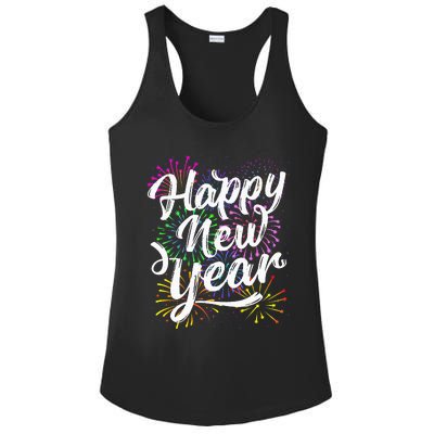 New Years Eve Party Supplies 2024 Happy New Year Fireworks  Ladies PosiCharge Competitor Racerback Tank