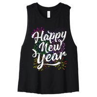 New Years Eve Party Supplies 2024 Happy New Year Fireworks  Women's Racerback Cropped Tank