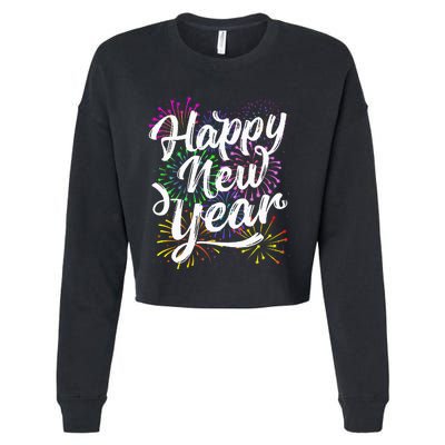 New Years Eve Party Supplies 2024 Happy New Year Fireworks  Cropped Pullover Crew