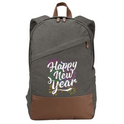 New Years Eve Party Supplies 2024 Happy New Year Fireworks  Cotton Canvas Backpack