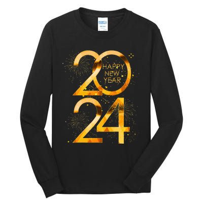 New Years Eve Party Supplies 2024 Happy New Year Fireworks  Tall Long Sleeve T-Shirt