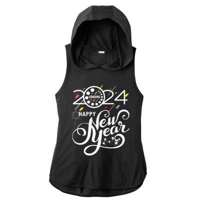 New Years Eve Party Supplies 2024 Happy New Year Fireworks Ladies PosiCharge Tri-Blend Wicking Draft Hoodie Tank