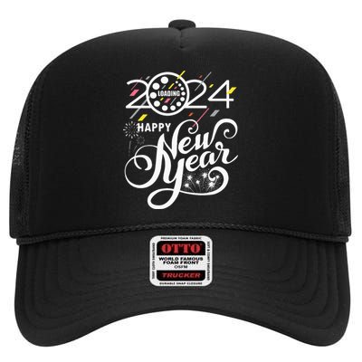 New Years Eve Party Supplies 2024 Happy New Year Fireworks High Crown Mesh Back Trucker Hat