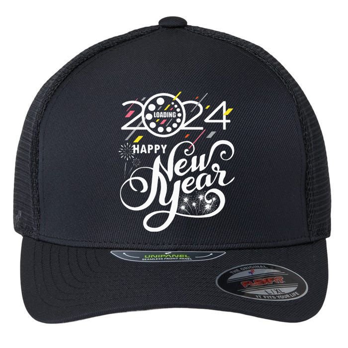 New Years Eve Party Supplies 2024 Happy New Year Fireworks Flexfit Unipanel Trucker Cap