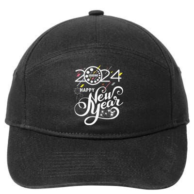 New Years Eve Party Supplies 2024 Happy New Year Fireworks 7-Panel Snapback Hat