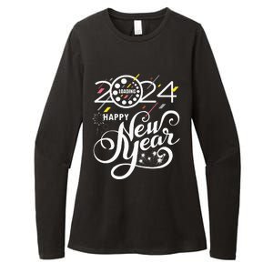 New Years Eve Party Supplies 2024 Happy New Year Fireworks Womens CVC Long Sleeve Shirt