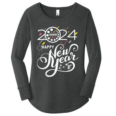 New Years Eve Party Supplies 2024 Happy New Year Fireworks Women's Perfect Tri Tunic Long Sleeve Shirt