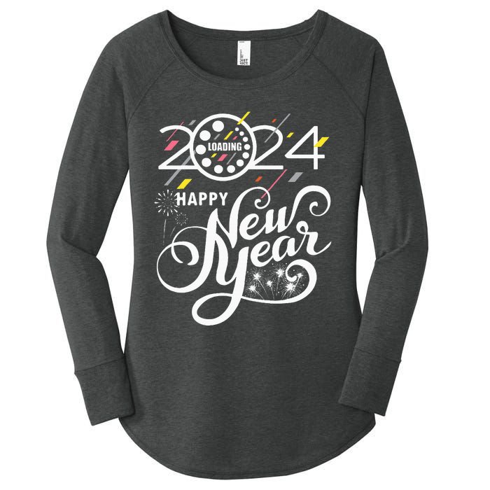 New Years Eve Party Supplies 2024 Happy New Year Fireworks Women's Perfect Tri Tunic Long Sleeve Shirt