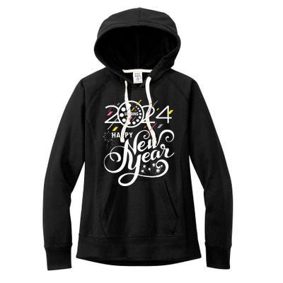 New Years Eve Party Supplies 2024 Happy New Year Fireworks Women's Fleece Hoodie