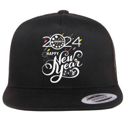 New Years Eve Party Supplies 2024 Happy New Year Fireworks Flat Bill Trucker Hat