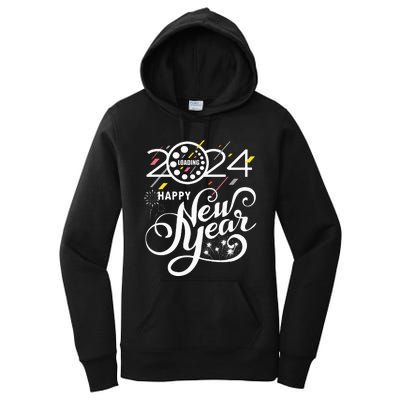 New Years Eve Party Supplies 2024 Happy New Year Fireworks Women's Pullover Hoodie