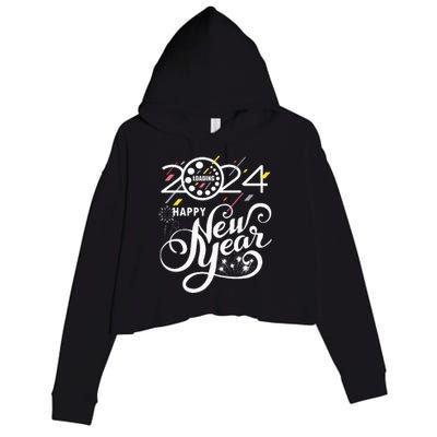 New Years Eve Party Supplies 2024 Happy New Year Fireworks Crop Fleece Hoodie