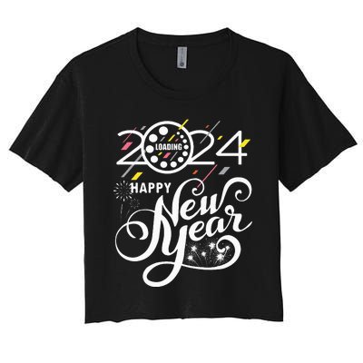 New Years Eve Party Supplies 2024 Happy New Year Fireworks Women's Crop Top Tee