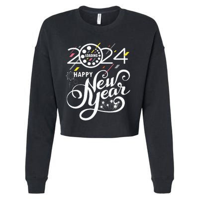 New Years Eve Party Supplies 2024 Happy New Year Fireworks Cropped Pullover Crew