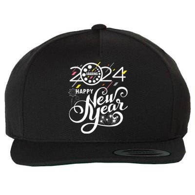 New Years Eve Party Supplies 2024 Happy New Year Fireworks Wool Snapback Cap