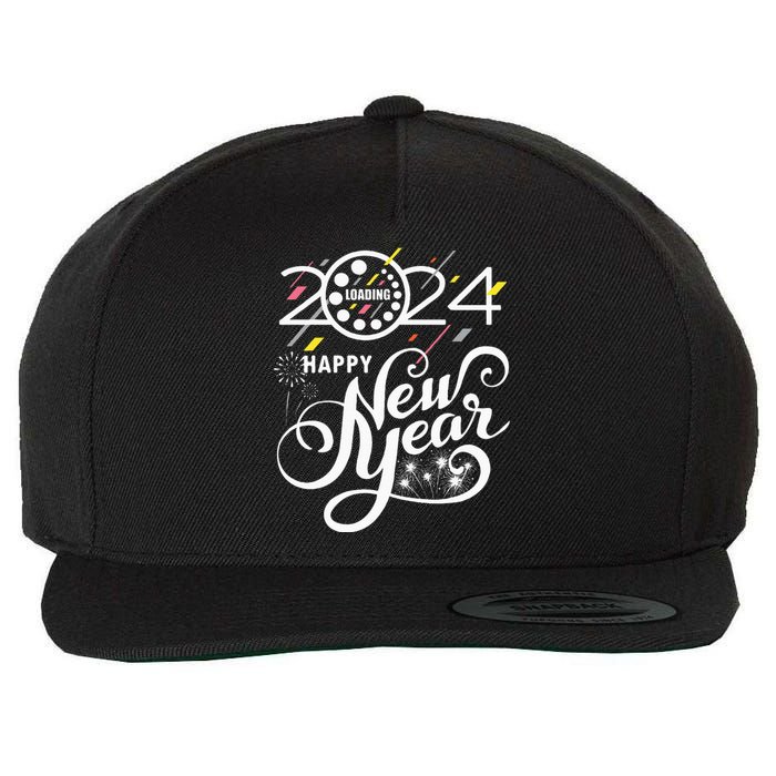 New Years Eve Party Supplies 2024 Happy New Year Fireworks Wool Snapback Cap