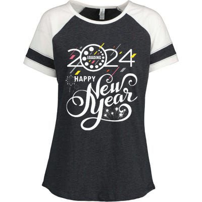 New Years Eve Party Supplies 2024 Happy New Year Fireworks Enza Ladies Jersey Colorblock Tee