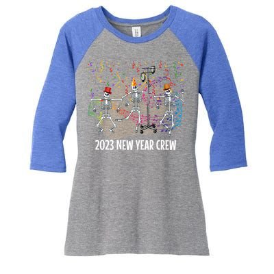 New Years Eve Crew Skeleton Nurse Medical Radiology Ortho Er Great Gift Women's Tri-Blend 3/4-Sleeve Raglan Shirt