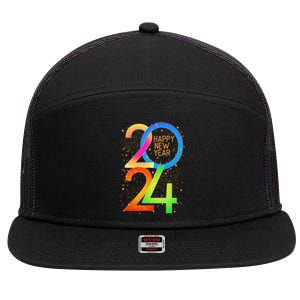 New Year's Eve 2024 Colorful NYE Party 7 Panel Mesh Trucker Snapback Hat